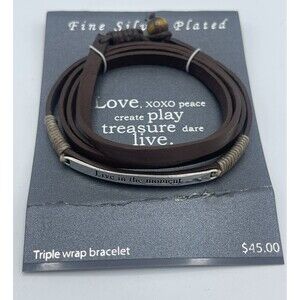 Kohl’s LIVE IN THE MOMENT Triple Wrap Brown Faux Leather Bracelet Unisex New